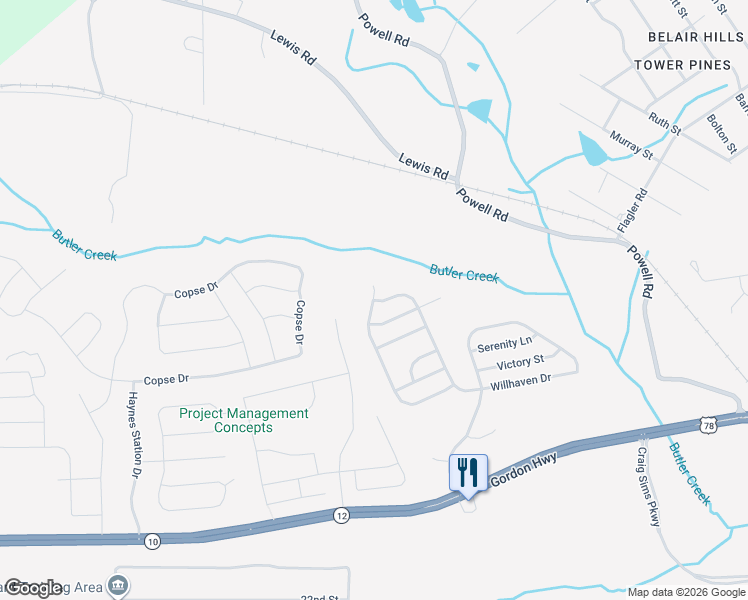 map of restaurants, bars, coffee shops, grocery stores, and more near 2751 Huntcliffe Drive in Grovetown