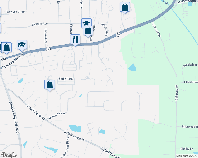 map of restaurants, bars, coffee shops, grocery stores, and more near 180 Brookstone Point in Fayetteville