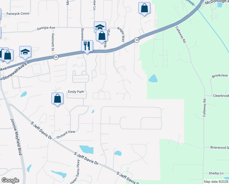 map of restaurants, bars, coffee shops, grocery stores, and more near 180 Brookstone Point in Fayetteville