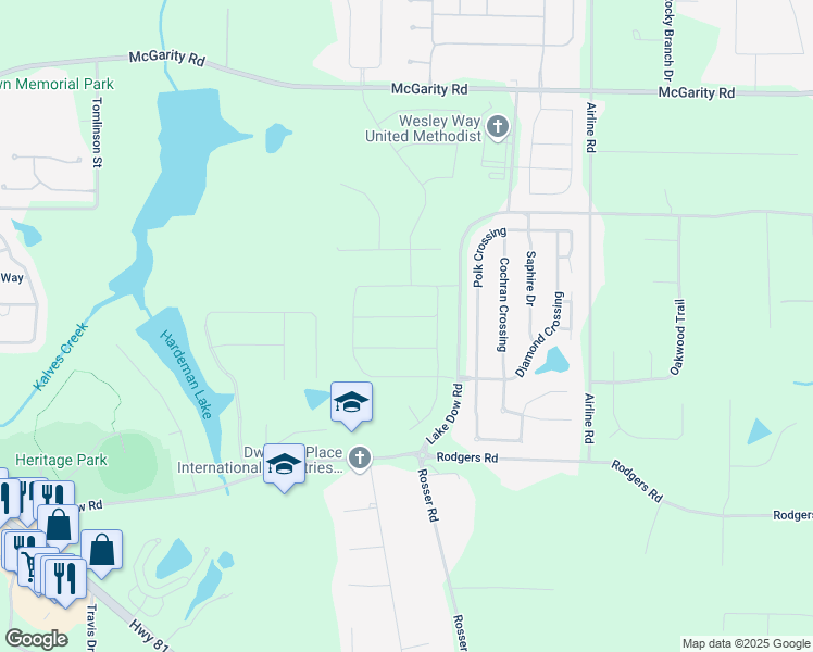 map of restaurants, bars, coffee shops, grocery stores, and more near 617 Vidalia Parkway in McDonough