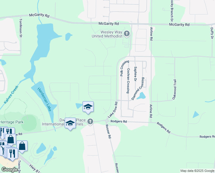 map of restaurants, bars, coffee shops, grocery stores, and more near 605 Vidalia Parkway in McDonough