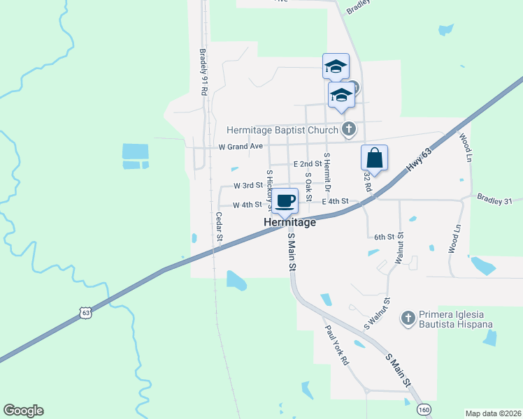 map of restaurants, bars, coffee shops, grocery stores, and more near 202 West 4th Street in Hermitage