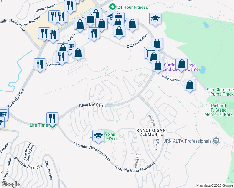 map of restaurants, bars, coffee shops, grocery stores, and more near 1062 Calle Del Cerro in San Clemente