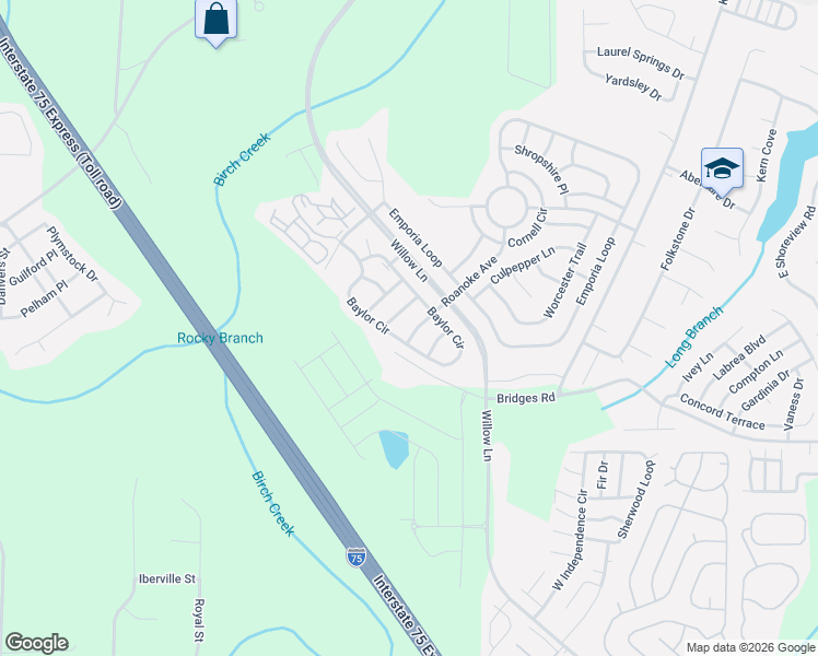 map of restaurants, bars, coffee shops, grocery stores, and more near 3740 Upland Drive in McDonough