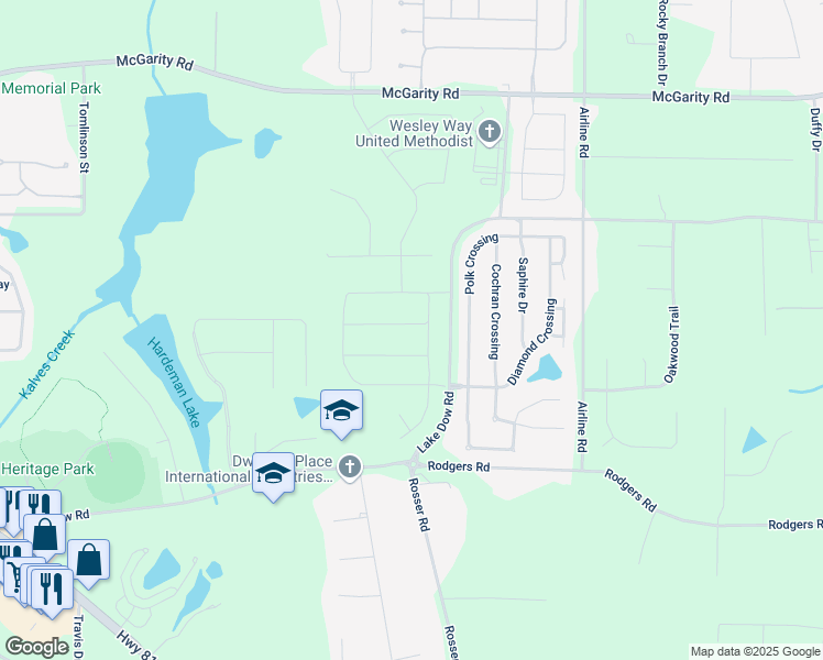 map of restaurants, bars, coffee shops, grocery stores, and more near 609 Vidalia Parkway in McDonough