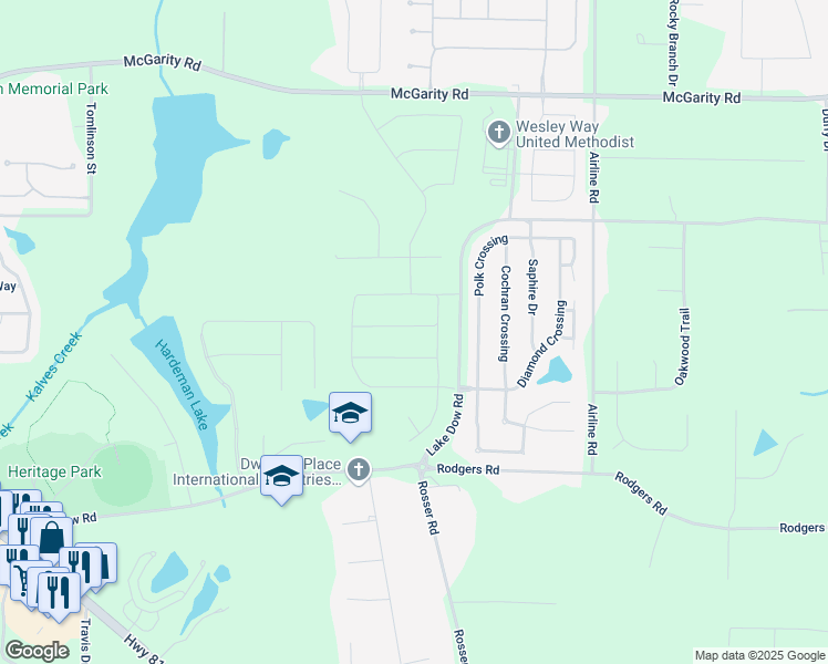 map of restaurants, bars, coffee shops, grocery stores, and more near 613 Vidalia Parkway in McDonough