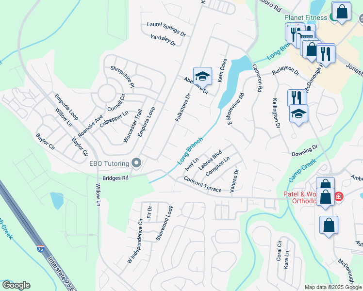 map of restaurants, bars, coffee shops, grocery stores, and more near 503 Chipwood Court in McDonough