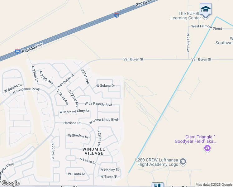 map of restaurants, bars, coffee shops, grocery stores, and more near 21955 West Casey Lane in Buckeye