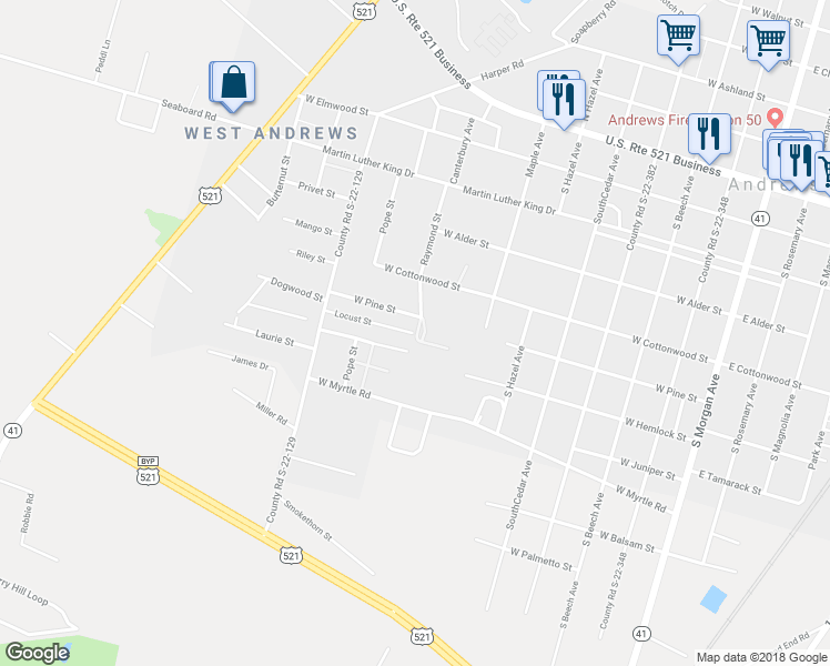 map of restaurants, bars, coffee shops, grocery stores, and more near 4 Locust Street in Andrews