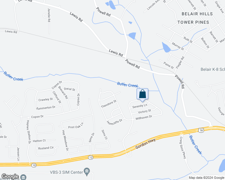 map of restaurants, bars, coffee shops, grocery stores, and more near 2735 Hunt Cliffe Drive in Augusta
