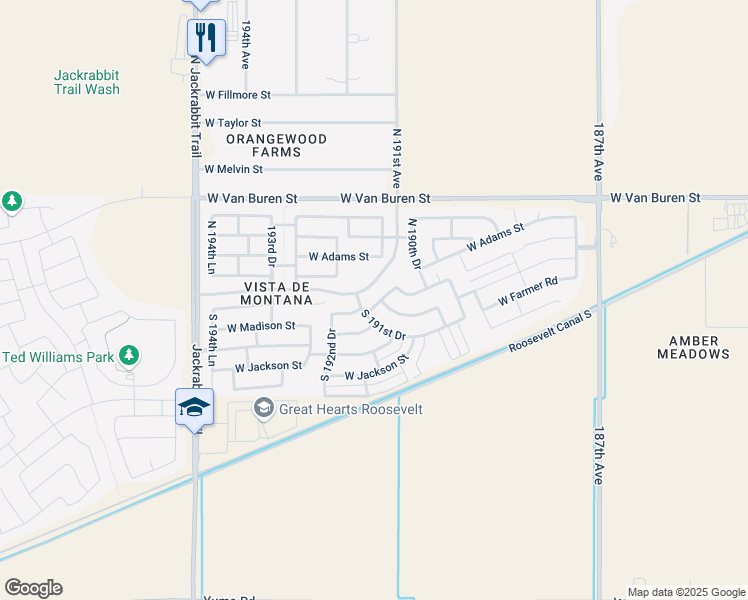 map of restaurants, bars, coffee shops, grocery stores, and more near 19106 Centerra Dr in Buckeye