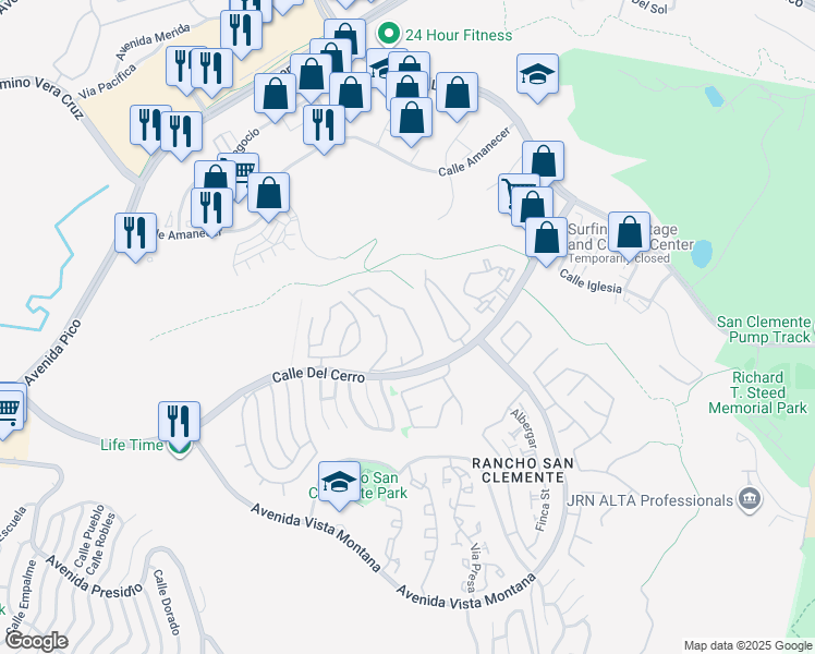 map of restaurants, bars, coffee shops, grocery stores, and more near 1062 Calle Del Cerro in San Clemente