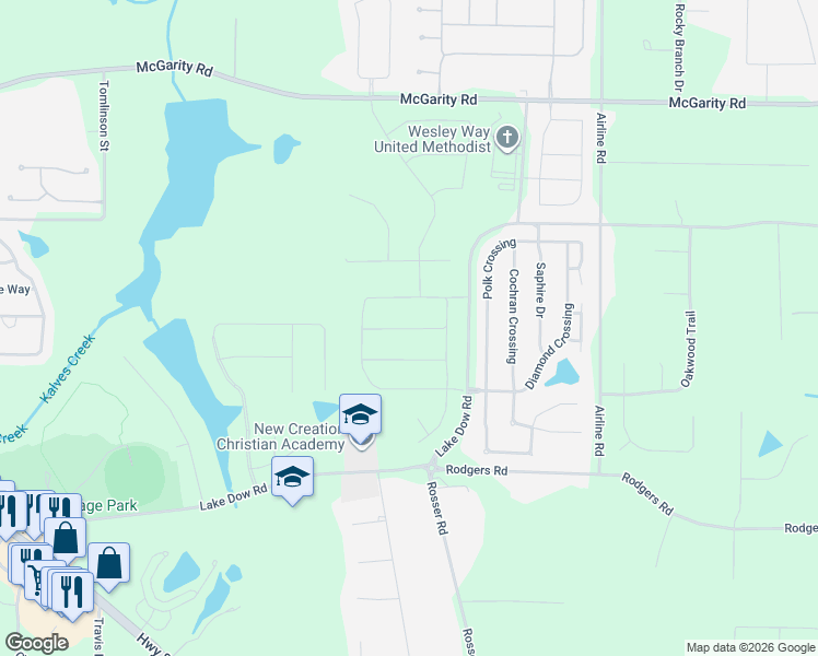 map of restaurants, bars, coffee shops, grocery stores, and more near 1219 Polk Crossing in McDonough