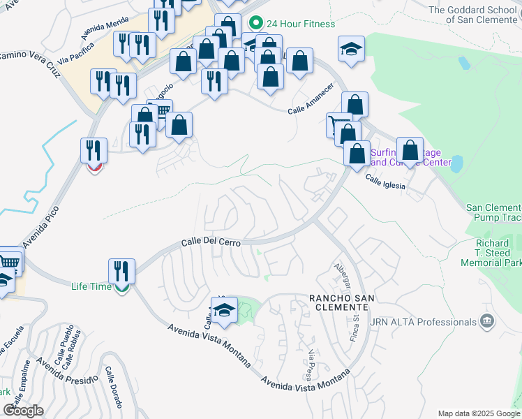 map of restaurants, bars, coffee shops, grocery stores, and more near 1068 Calle Del Cerro in San Clemente