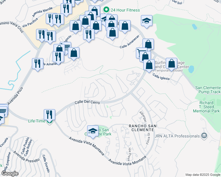 map of restaurants, bars, coffee shops, grocery stores, and more near 1062 Calle Del Cerro in San Clemente