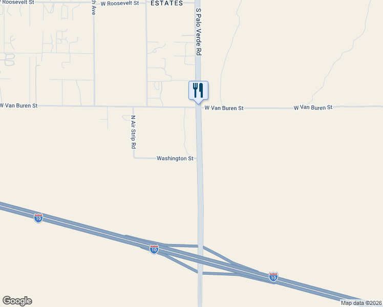 map of restaurants, bars, coffee shops, grocery stores, and more near 88 North Palo Verde Road in Buckeye