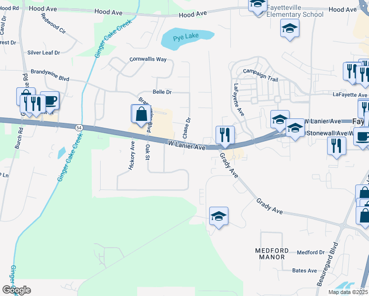 map of restaurants, bars, coffee shops, grocery stores, and more near 715 Floy Farr Parkway in Fayetteville