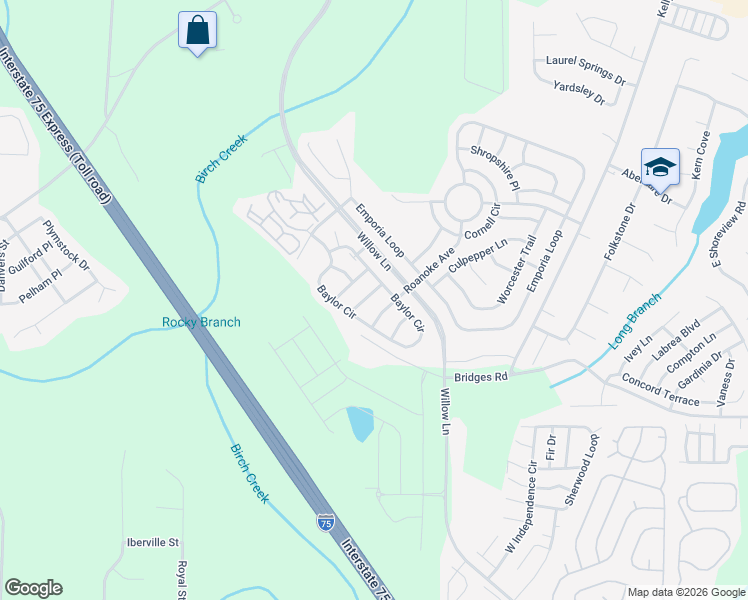 map of restaurants, bars, coffee shops, grocery stores, and more near 3740 Upland Drive in McDonough