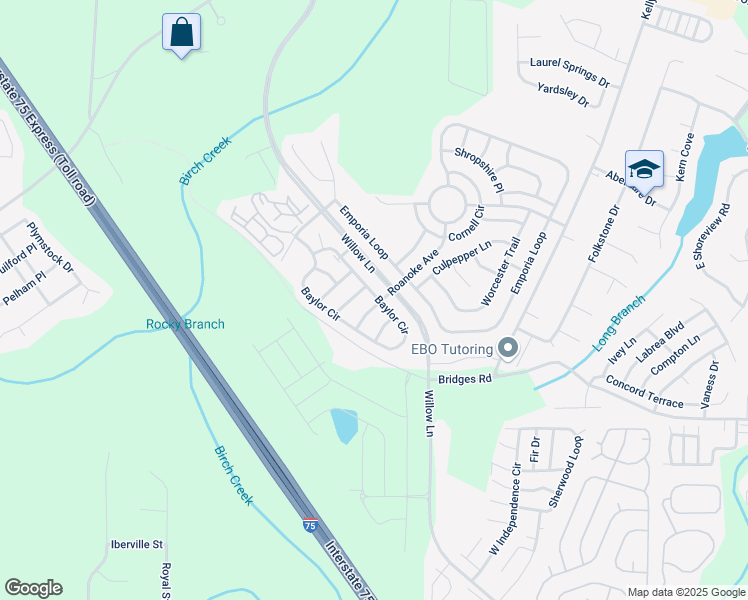 map of restaurants, bars, coffee shops, grocery stores, and more near 3740 Upland Drive in McDonough