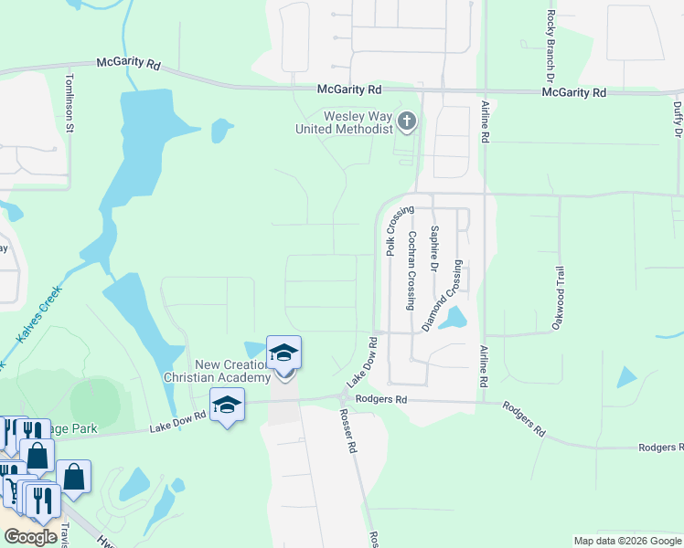 map of restaurants, bars, coffee shops, grocery stores, and more near 1219 Polk Crossing in McDonough