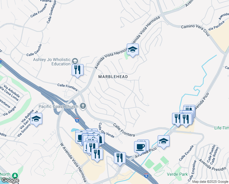 map of restaurants, bars, coffee shops, grocery stores, and more near in San Clemente