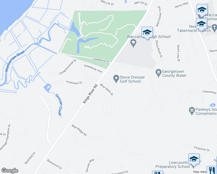 map of restaurants, bars, coffee shops, grocery stores, and more near 23 Pinehurst Lane in Pawleys Island