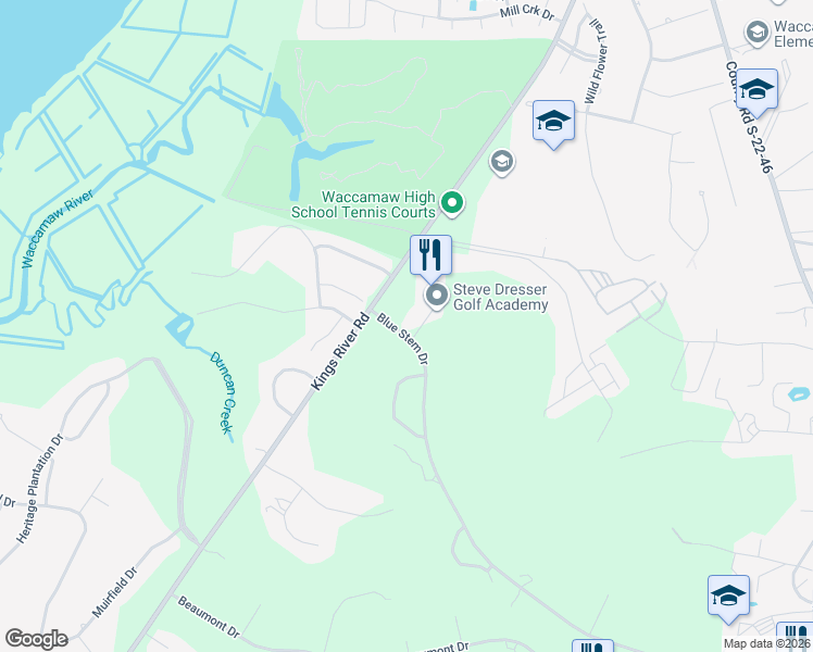 map of restaurants, bars, coffee shops, grocery stores, and more near 23 Pinehurst Lane in Pawleys Island