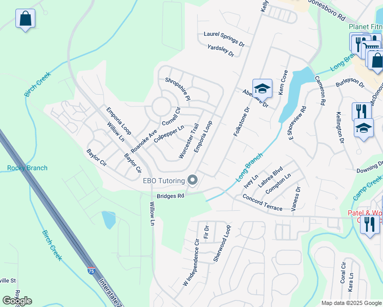 map of restaurants, bars, coffee shops, grocery stores, and more near 508 Emporia Loop in McDonough