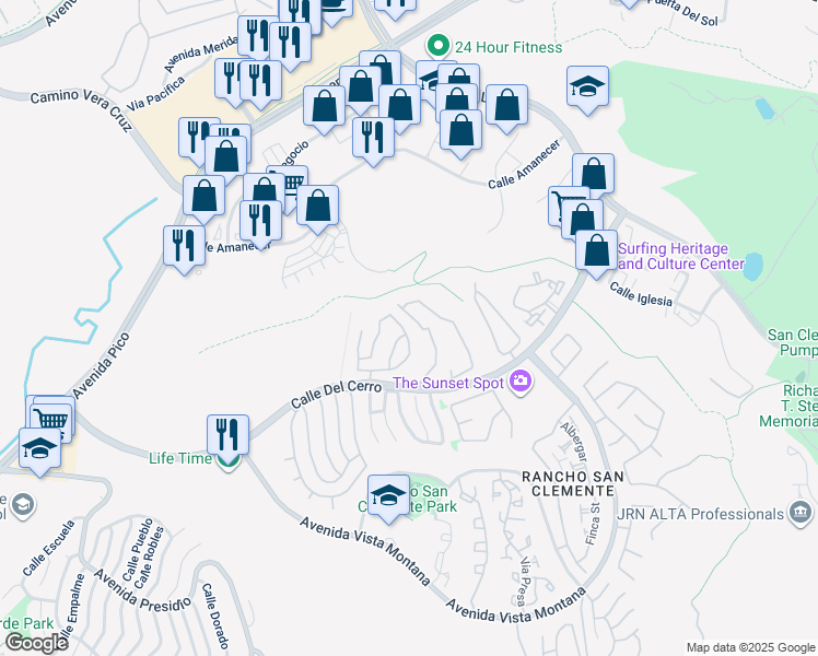 map of restaurants, bars, coffee shops, grocery stores, and more near 744 Via Otono in San Clemente