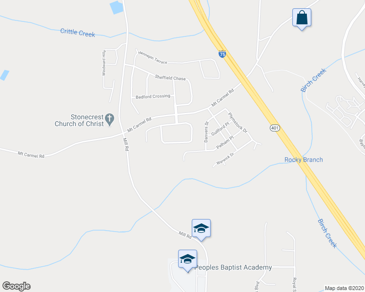 map of restaurants, bars, coffee shops, grocery stores, and more near 1111 Rowanshyre Circle in McDonough