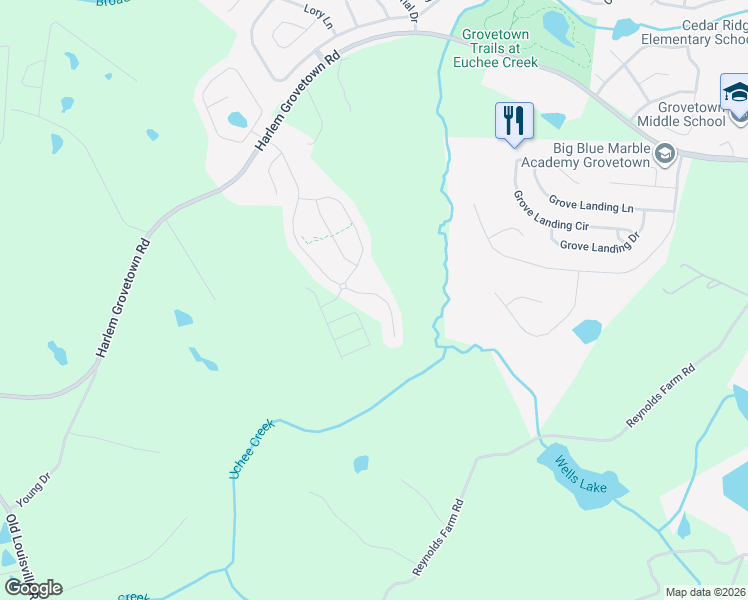 map of restaurants, bars, coffee shops, grocery stores, and more near 217 Caroleton Drive in Grovetown
