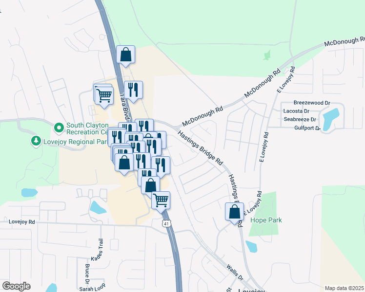 map of restaurants, bars, coffee shops, grocery stores, and more near 2226 Bridgewater Pass in Hampton