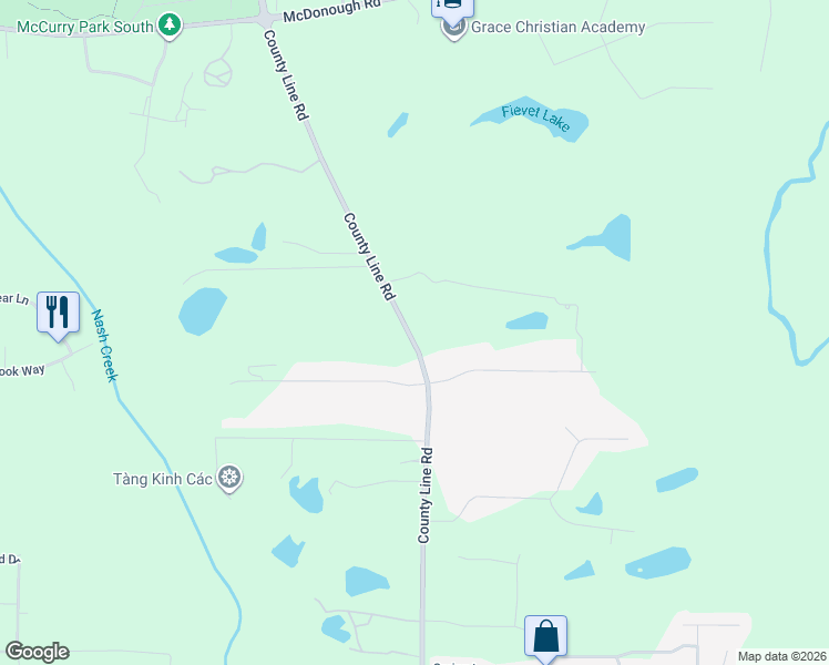map of restaurants, bars, coffee shops, grocery stores, and more near 252-278 County Line Road in Fayetteville