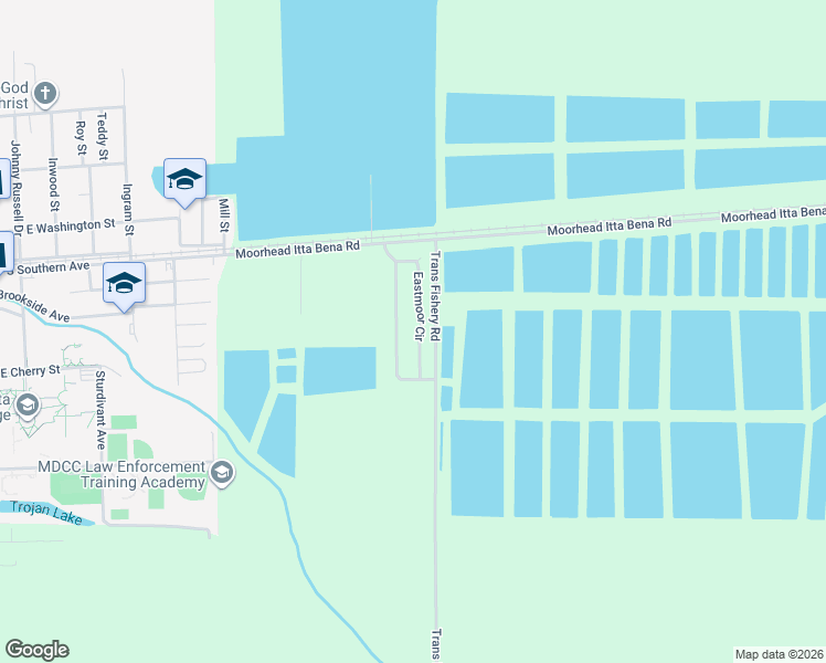 map of restaurants, bars, coffee shops, grocery stores, and more near 55 Eastmoor Circle in Moorhead