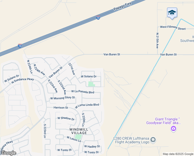 map of restaurants, bars, coffee shops, grocery stores, and more near 21963 West Solano Drive in Buckeye