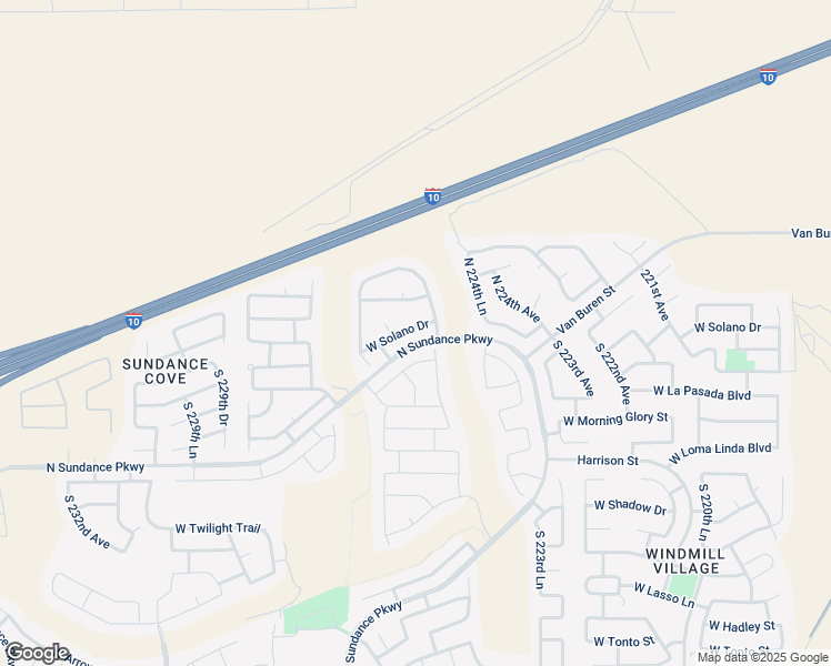 map of restaurants, bars, coffee shops, grocery stores, and more near 22585 West Solano Drive in Buckeye