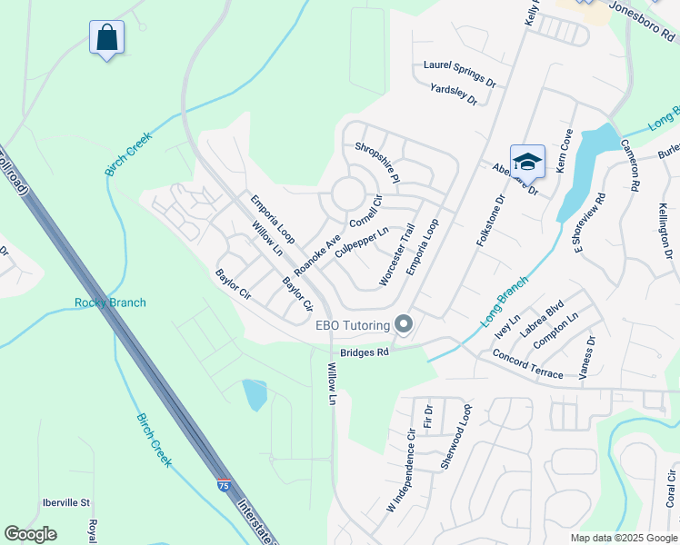 map of restaurants, bars, coffee shops, grocery stores, and more near 1312 Worcester Trail in McDonough