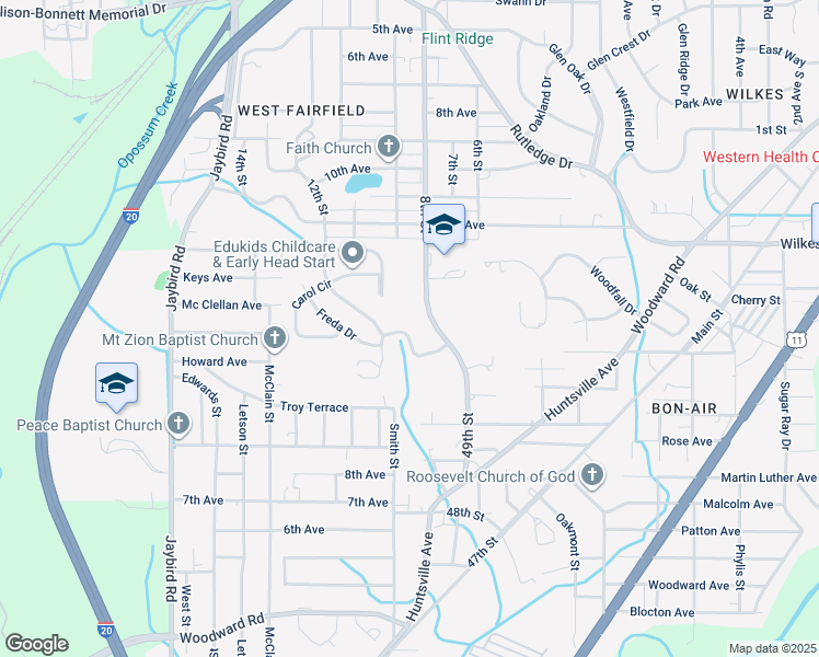 map of restaurants, bars, coffee shops, grocery stores, and more near 825 Alden Avenue in Midfield