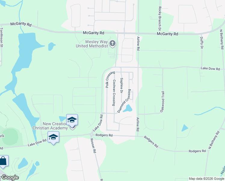 map of restaurants, bars, coffee shops, grocery stores, and more near 1343 Cochran Crossing in McDonough