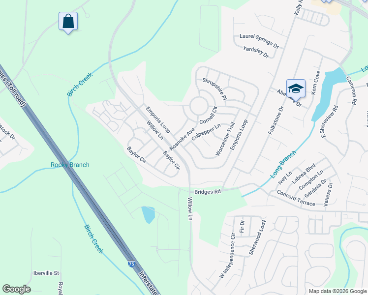 map of restaurants, bars, coffee shops, grocery stores, and more near 649 Emporia Loop in McDonough