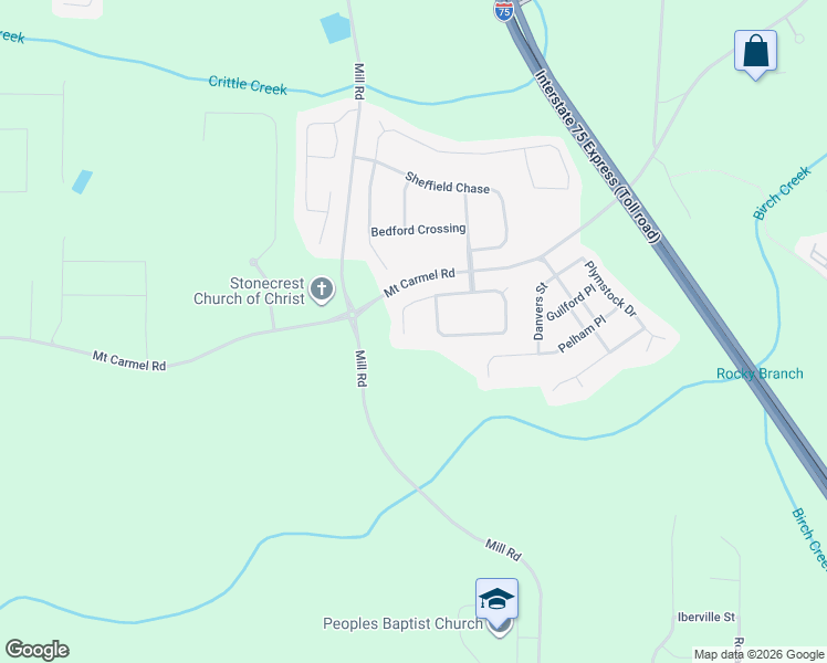 map of restaurants, bars, coffee shops, grocery stores, and more near 1008 Rowanshyre Cir in McDonough