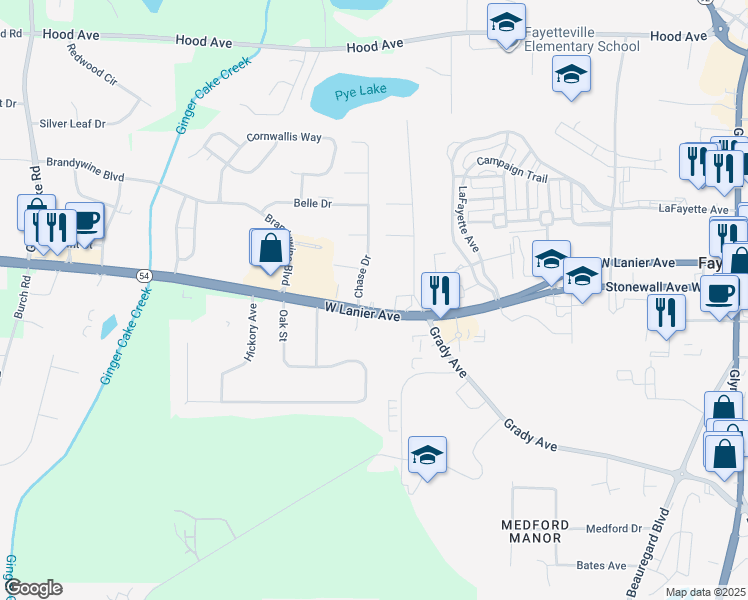 map of restaurants, bars, coffee shops, grocery stores, and more near 715 Floy Farr Parkway in Fayetteville