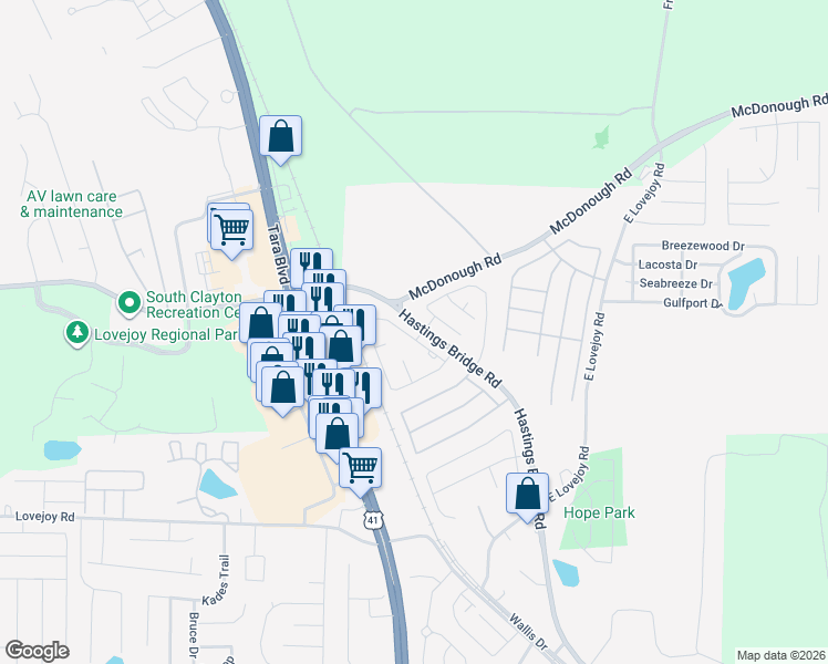 map of restaurants, bars, coffee shops, grocery stores, and more near 2226 Bridgewater Pass in Hampton