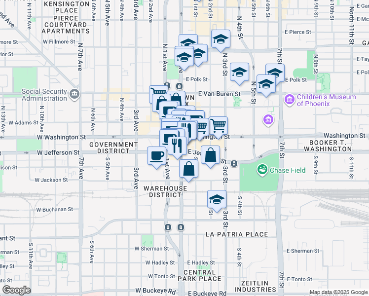 map of restaurants, bars, coffee shops, grocery stores, and more near in Phoenix