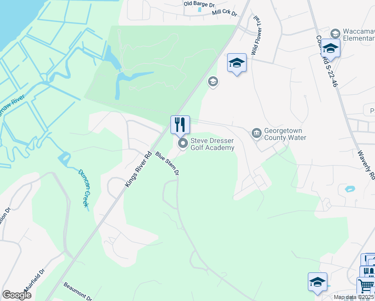 map of restaurants, bars, coffee shops, grocery stores, and more near 298 Pinehurst Lane in Pawleys Island