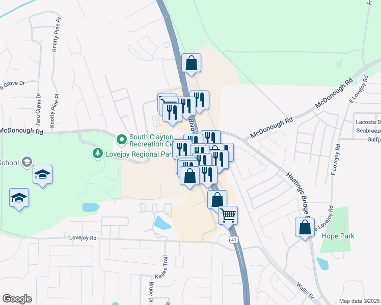 map of restaurants, bars, coffee shops, grocery stores, and more near 11265 Tara Boulevard in Hampton