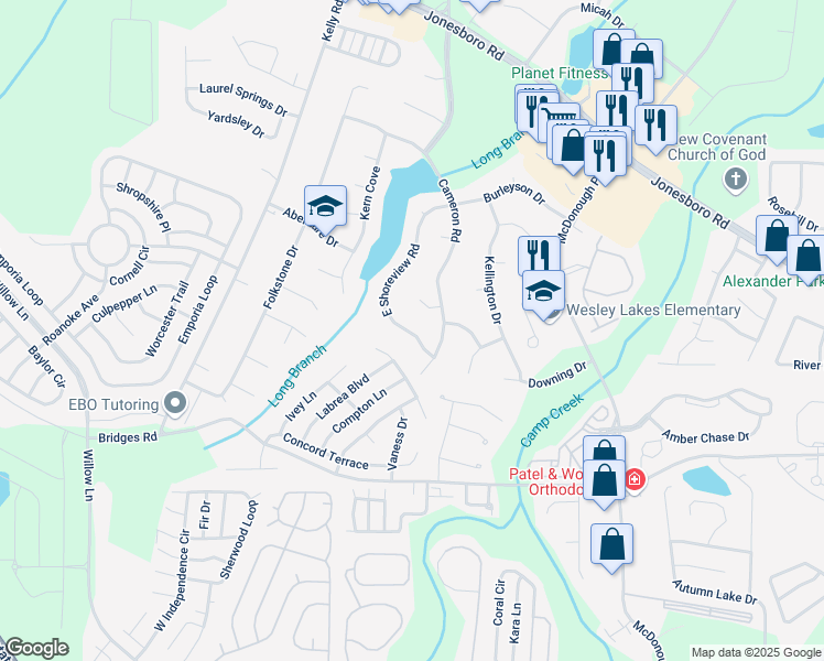 map of restaurants, bars, coffee shops, grocery stores, and more near in McDonough