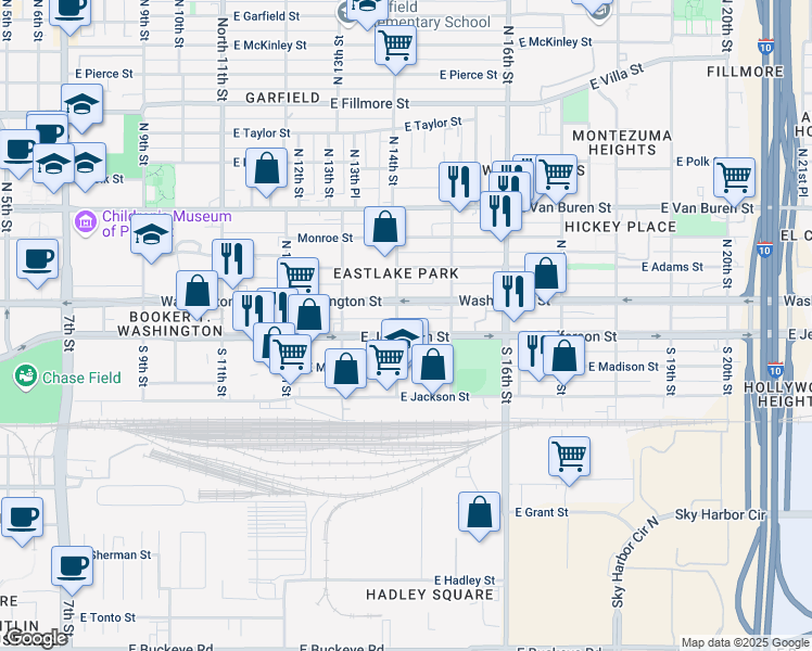 map of restaurants, bars, coffee shops, grocery stores, and more near in Phoenix