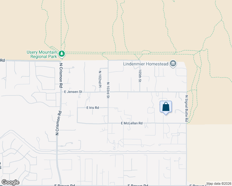 map of restaurants, bars, coffee shops, grocery stores, and more near 10339 East Jensen Street in Mesa