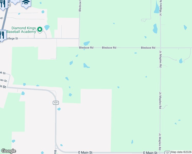 map of restaurants, bars, coffee shops, grocery stores, and more near 644 Bledsoe Road in Gunter